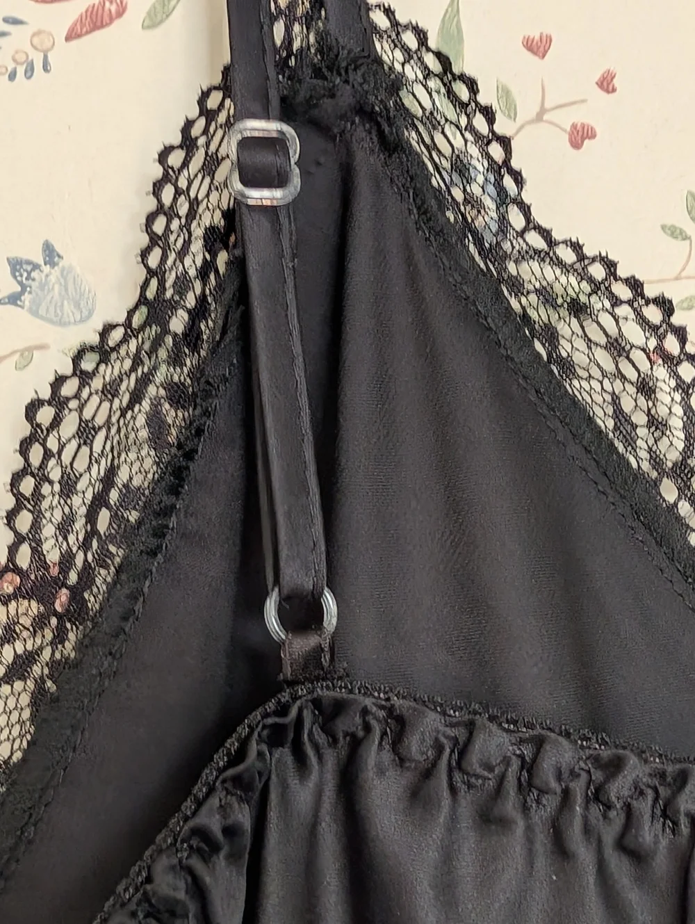 Black Lace Slip Dress Large Night Out Layer Piece Event Feminine Delicate